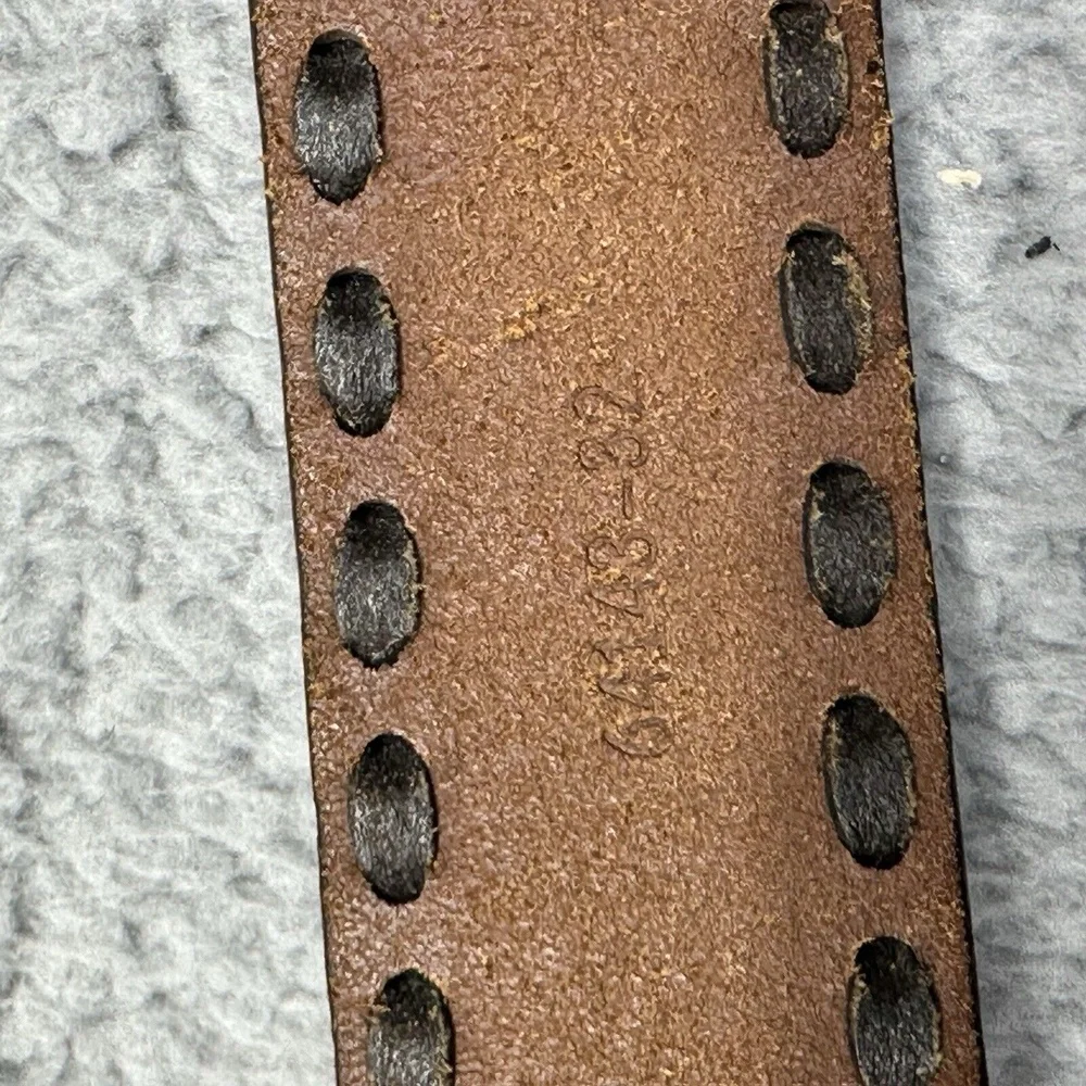 Wilsons Leather 64143-32‎ Hand Tooled Floral Brown Leather Brass Boho 38.5 Belt